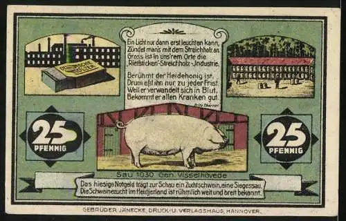 Notgeld Visselhövede 1921, 25 Pfennig, Die Vissel-Quelle