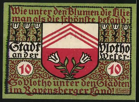 Notgeld Vlotho a. d. Weser 1921, 10 Pfennig, Das Wappen