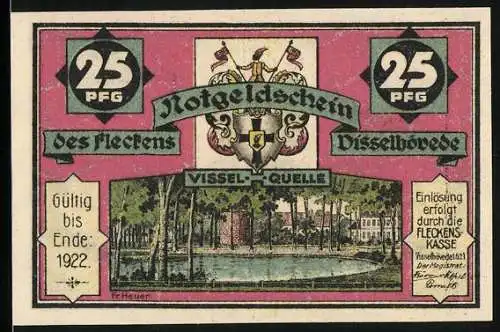 Notgeld Visselhövede 1921, 25 Pfennig, Partie an der Visselquelle