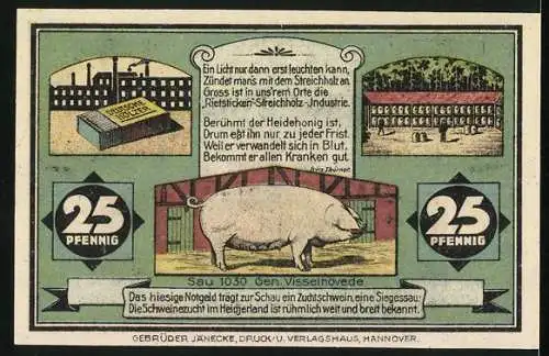 Notgeld Visselhövede 1921, 25 Pfennig, Partie an der Visselquelle