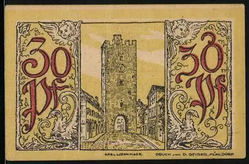 Notgeld Mühldorf 1921, 30 Pfennig, Das Stadttor