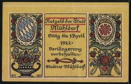 Notgeld Mühldorf 1921, 30 Pfennig, Das Stadttor