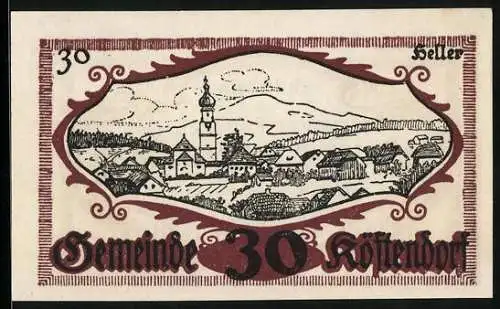 Notgeld Köstendorf 1920, 30 Heller, Ortsansicht