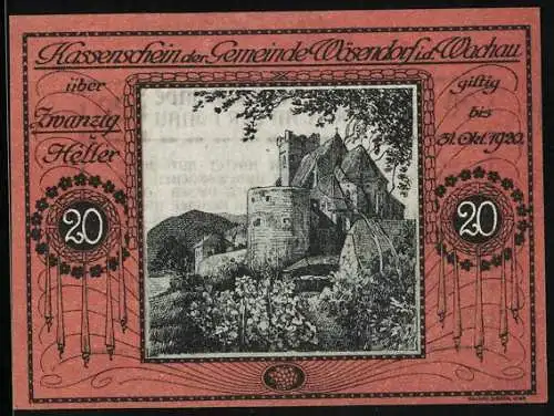 Notgeld Wösendorf /Wachau 1920, 20 Heller, Ornamente, Burg