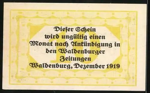 Notgeld Waldenburg /Schlesien 1919, 10 Pfennig, Ornamente