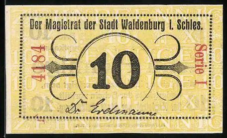 Notgeld Waldenburg /Schlesien, 10 Pfennig, Ornamente