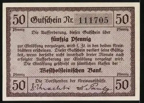 Notgeld Norder - und Süder-Dithmarschen, 50 Pfennig, Siegel, Festungsmauern und -turm