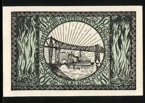 Notgeld Rendsburg 1918, 10 Pfennig, Brücke und Dampfer
