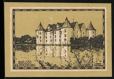 Notgeld Glücksburg 1920, 25 Pfennig, Das Schloss vom Ufer aus