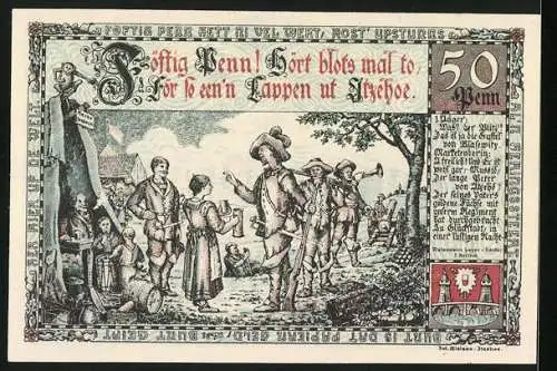 Notgeld Itzehoe 1920, 50 Pfennig, Szene im Jagdcamp