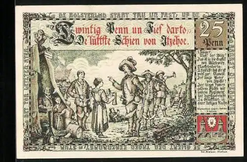 Notgeld Itzehoe 1920, 25 Pfennig, Der Jäger hält eine Ansprache