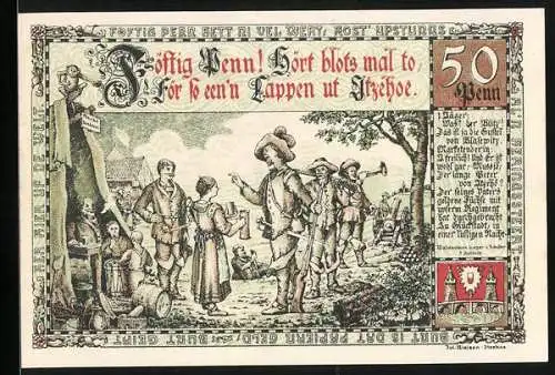 Notgeld Itzehoe 1920, 50 Pfennig, Menschen im Wald-Camp
