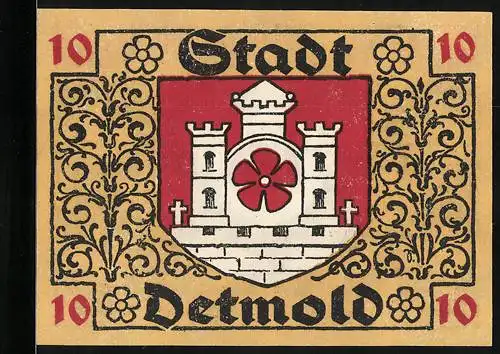 Notgeld Detmold 1920, 10 Pfennig, Stadtwappen