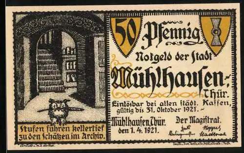 Notgeld Mühlhausen /Thür. 1921, 50 Pfennig, Schreiben Tillys an den Rat 1627