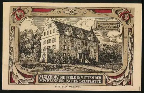 Notgeld Malchow i. M., 75 Pfennig, Wirtschaftliche Frauen-Schule