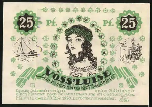 Notgeld Malente-Gremsmühlen 1920, 25 Pfennig, Küstenpanorama am Kellersee