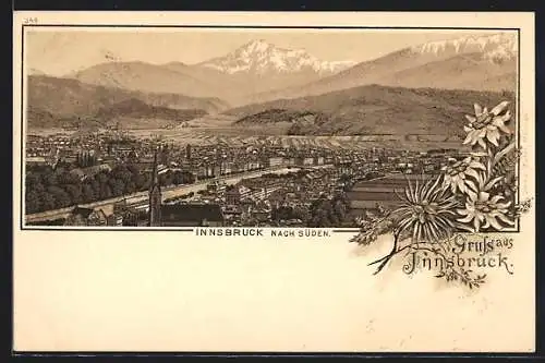 Lithographie Innsbruck, Gesamtansicht in Richtung Süden