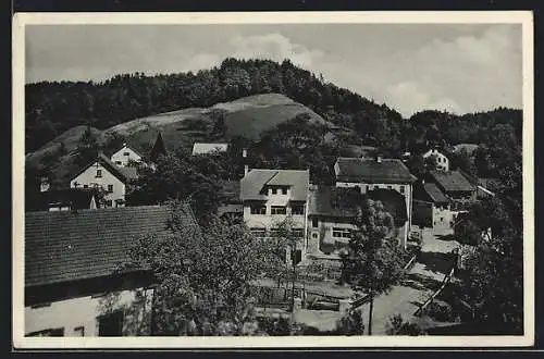 AK Haibach, Wein- und Gasthaus zur Mauth J. Altmann mit Umgebung und Strasse aus der Vogelschau