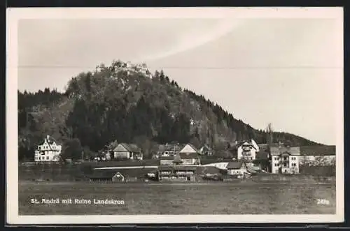 AK St. Andrä, Ortsansicht mit Ruine Landskron