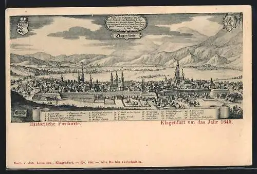 AK Klagenfurt, Ortsansicht aus dem Jahr 1649