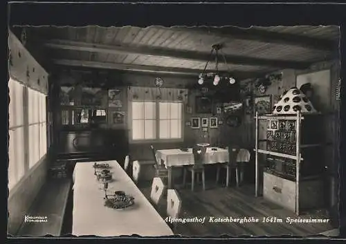 AK Katschberghöhe, Speisezimmer im Alpengasthof