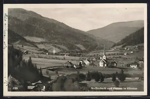 AK Gnesau, Weissenbach mit Kirche und Gnesau