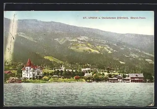 AK St. Urban a. Ossiachersee, Blick zum Strand-Hotel