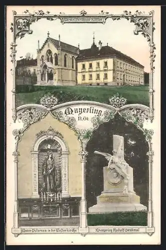 AK Mayerling, Karmeliterinnen Kloster, Mater Dolorosa und Kronprinz Rudolf-Denkmal