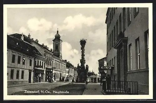 AK Zistersdorf, Hauptstrasse, Partie am Kino