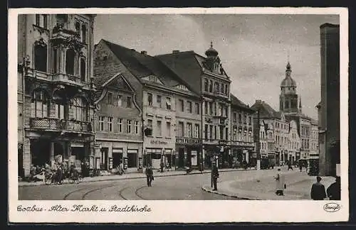 AK Cottbus, Alter Markt und Stadtkirche