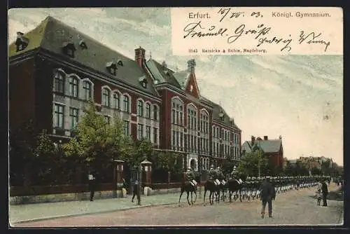 AK Erfurt, Königliches Gymnasium mit Soldatenparade