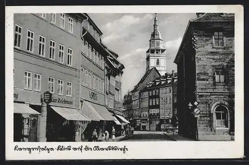AK Langensalza, Blick auf die Marktkirche, Geschäft Kurt Reichmann