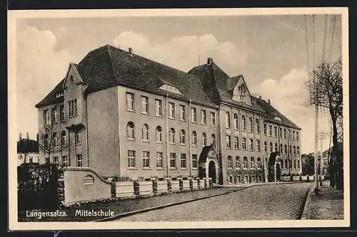 AK Langensalza, Strassenpartie mit Mittelschule