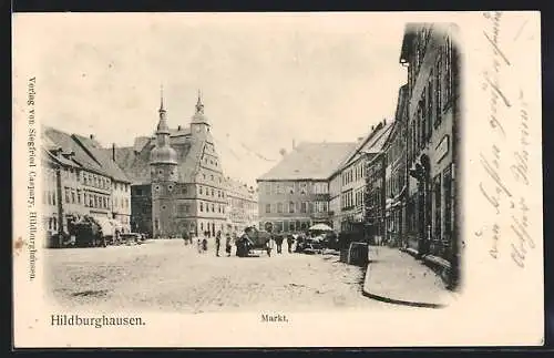 AK Hildburghausen, Markt mit Geschäft