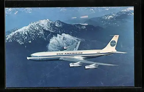 AK Flugzeug der Pan-American Airline über Gebirge