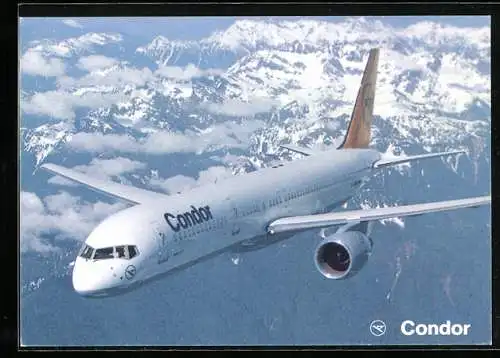 AK Flugzeug B 757-200 von Condor über Gebirge