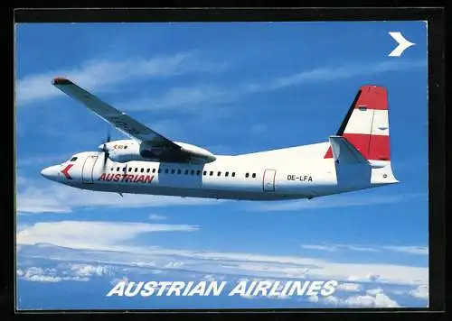 AK Flugzeug Fokker 50 der Austrian Airlines im Flug