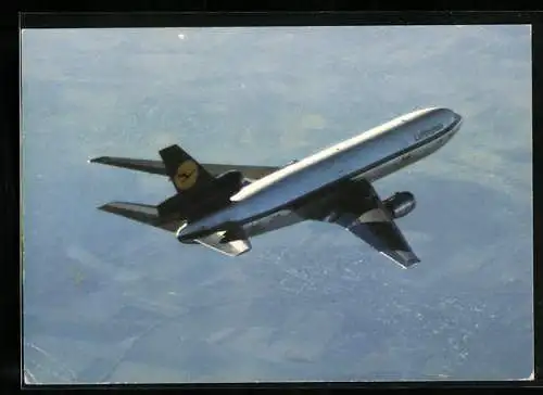 AK Flugzeug DC 10 d. Lufthansa im Flug