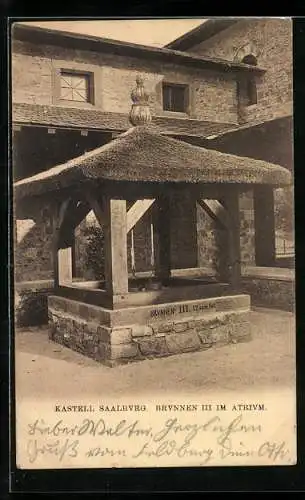 AK Kastell Saalburg, Brunnen im Atrium