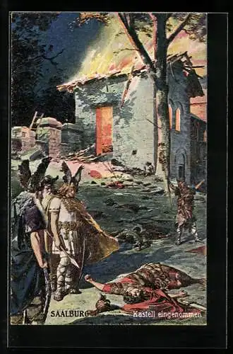 AK Saalburg, Kastell eingenommen, Germanenkult