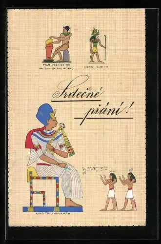 AK Ptah fashioning the Egg of the World, Heru-Shefit, King Tutankhamen