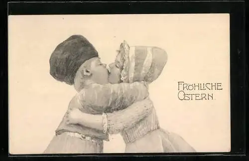 Künstler-AK Brüder Kohn (B.K.W.I) Nr. 4581: Kinder beim Kuss