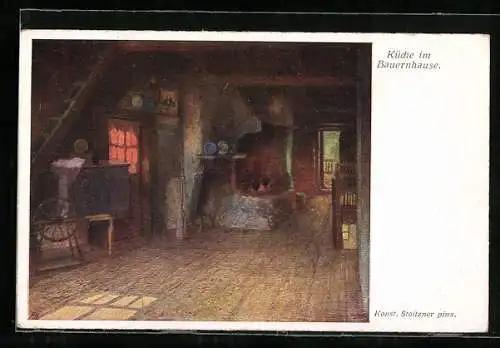 Künstler-AK Brüder Kohn (B.K.W.I) Nr. 1801: Küche in einem Bauernhaus