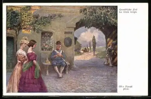 Künstler-AK sign. Otto Novak: Gemütliche Zeit