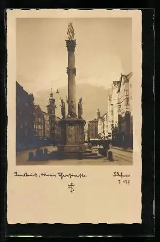 Foto-AK Adalbert Defner: Innsbruck, Maria Theresienstrasse, Annasäule