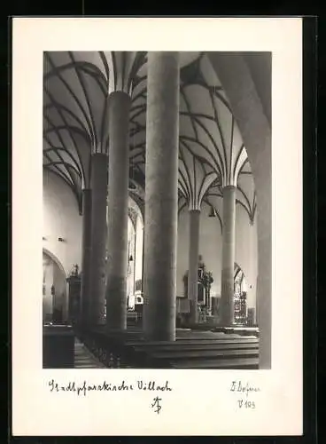 Foto-AK Adalbert Defner: Villach, Stadtpfarrkirche, Innenansicht