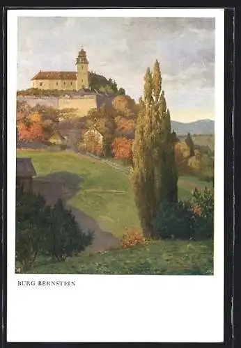 Künstler-AK Bernstein, Burg Bernstein im Herbst