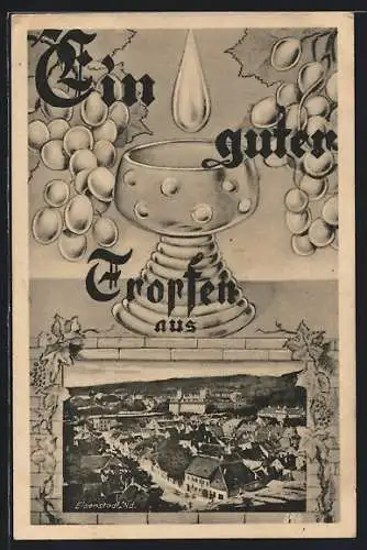 AK Eisenstadt /Nd., Ortsansicht aus der Vogelschau, Weinglas Römer