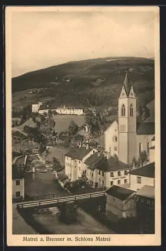 AK Matrei am Brenner, Schloss Matrei mit Ortsansicht & Kirche