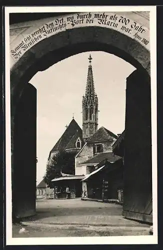 AK Judendorf-Strassengel, Blick durch den Torbogen zur Wallfahrtskirche hl. Maria